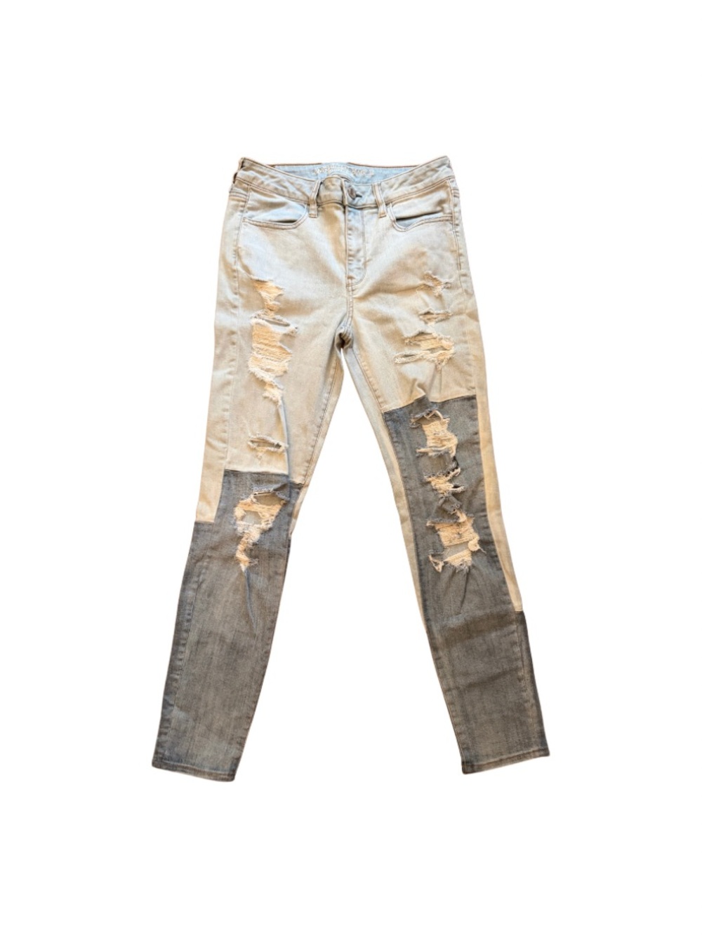 American Eagle Women’s Two-Tone Distressed Jeggings